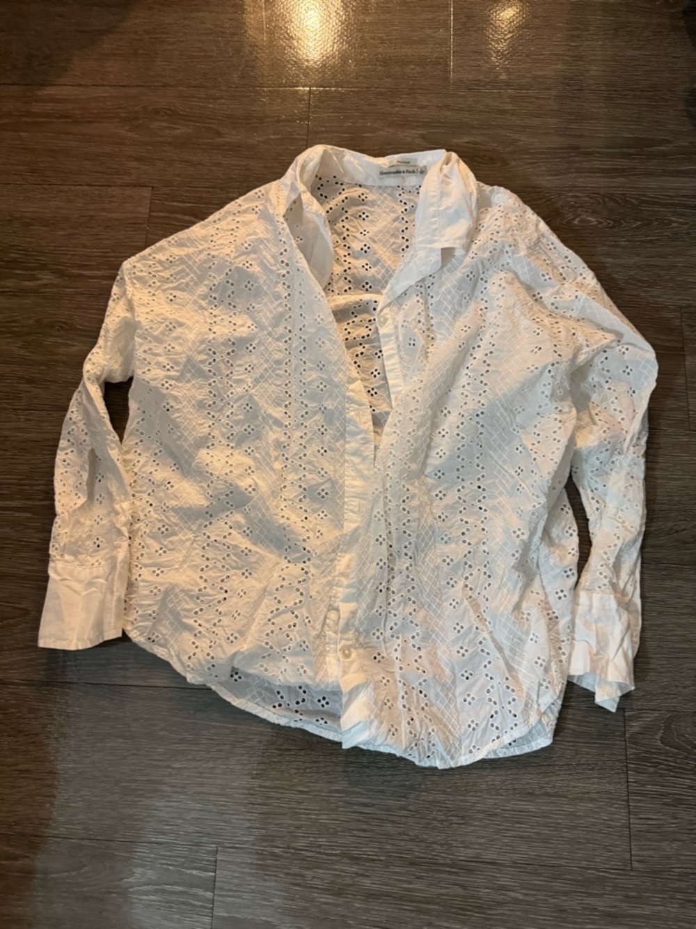 Abercrombie & Fitch White Eyelet Oversized Shirt